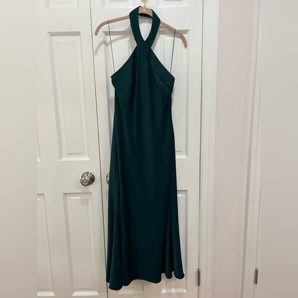 NWOT ✨Aidan Mattox Women's Green Sleeveless Halter-Neck Midi A-Line Dress Size 0 - Picture 2 of 8